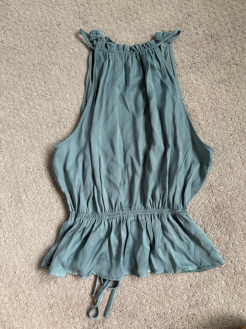 Dynamite Dusty Teal Halter Peplum Camisole